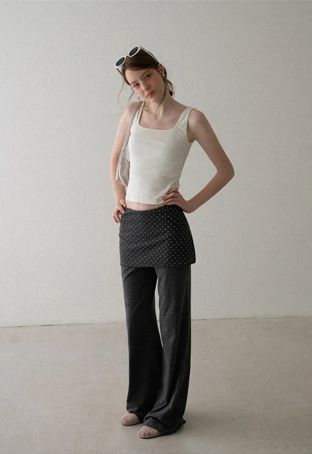 Polka Dot Print Cropped Tank Top