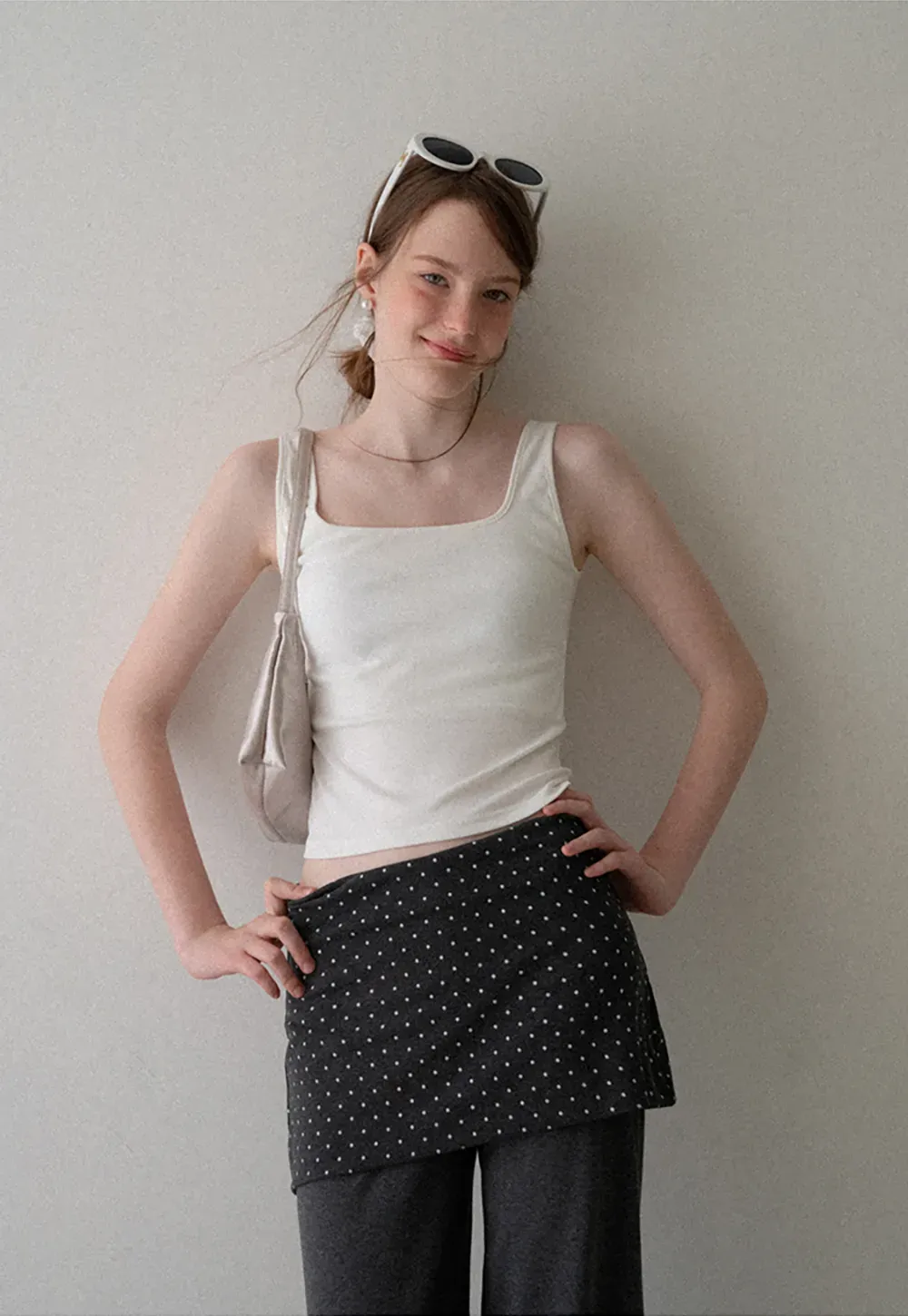Polka Dot Print Cropped Tank Top