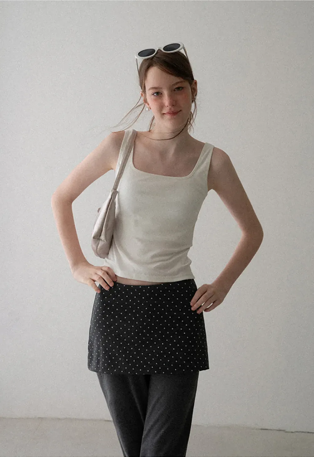 Polka Dot Print Cropped Tank Top