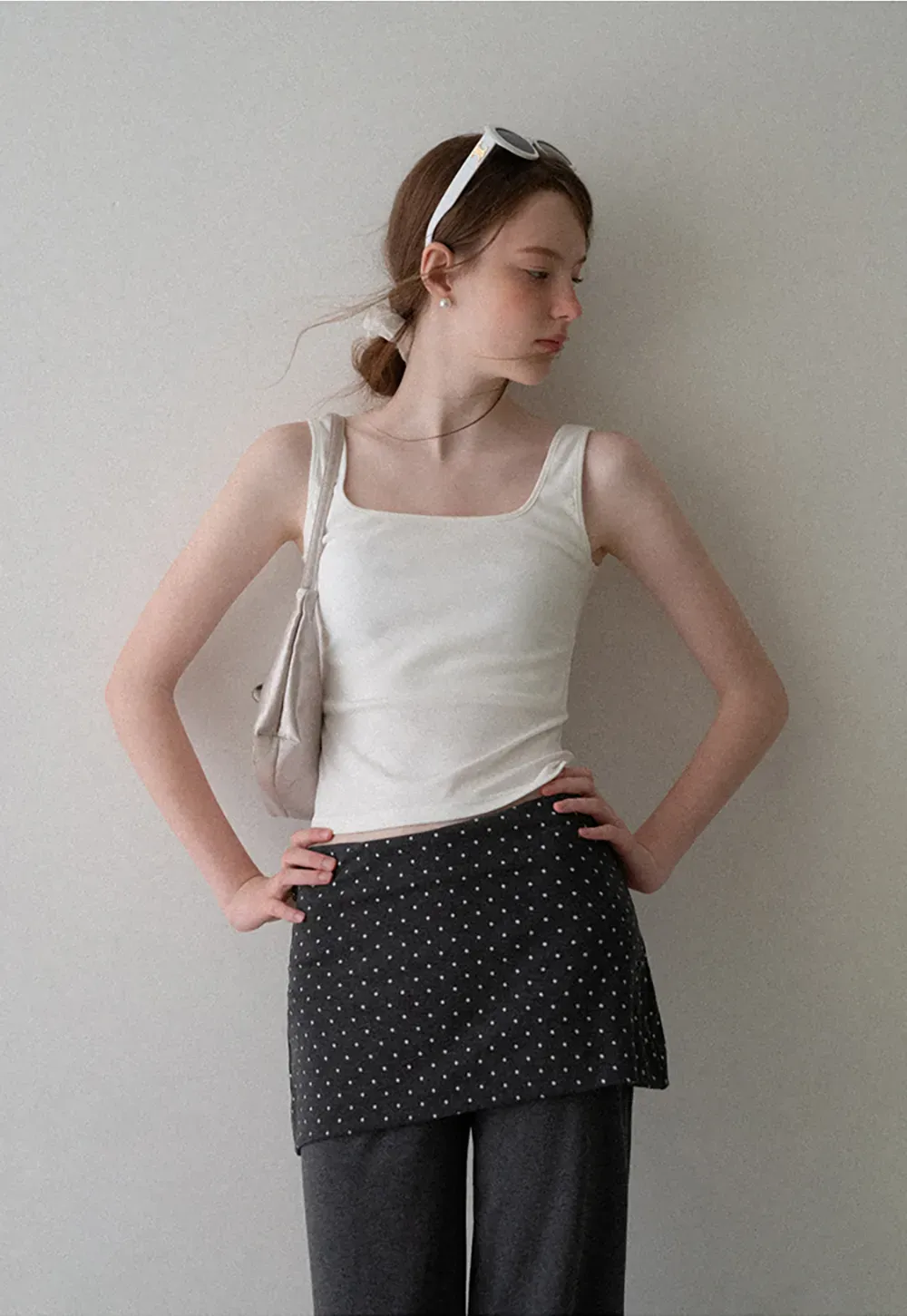 Polka Dot Print Cropped Tank Top