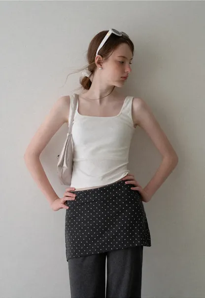 Polka Dot Print Cropped Tank Top