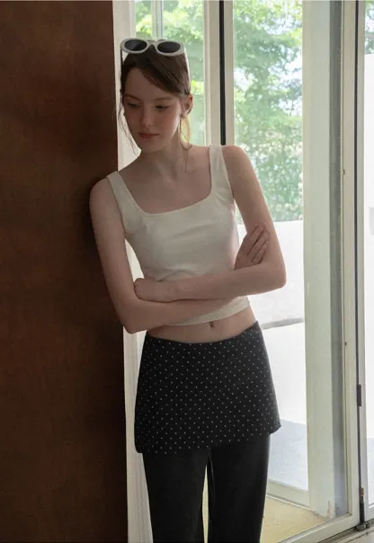Polka Dot Print Cropped Tank Top