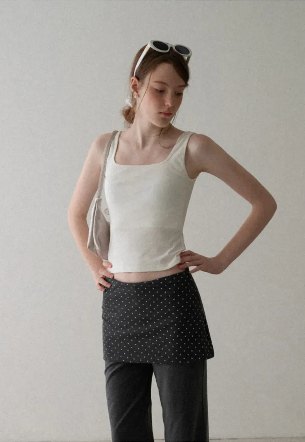 Polka Dot Print Cropped Tank Top