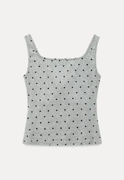 Polka Dot Print Cropped Tank Top