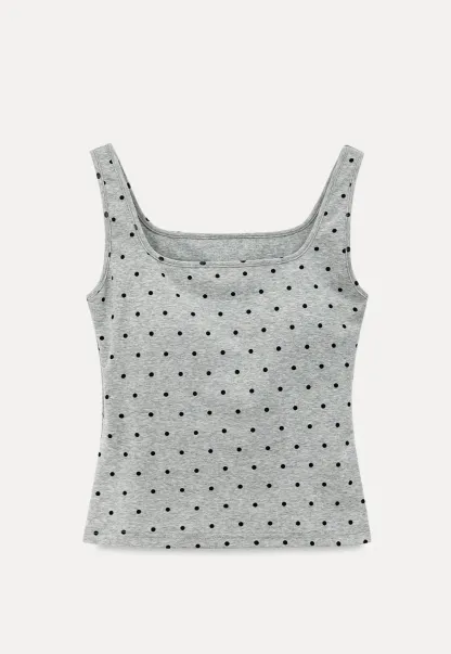 Polka Dot Print Cropped Tank Top