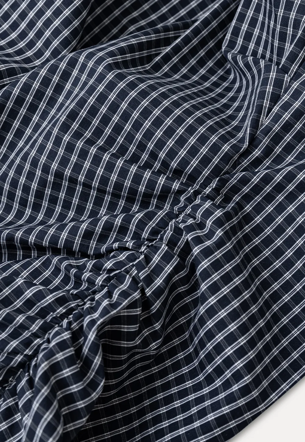 Gingham Check Ruched Bodice Tank Top and Pleated Skirt