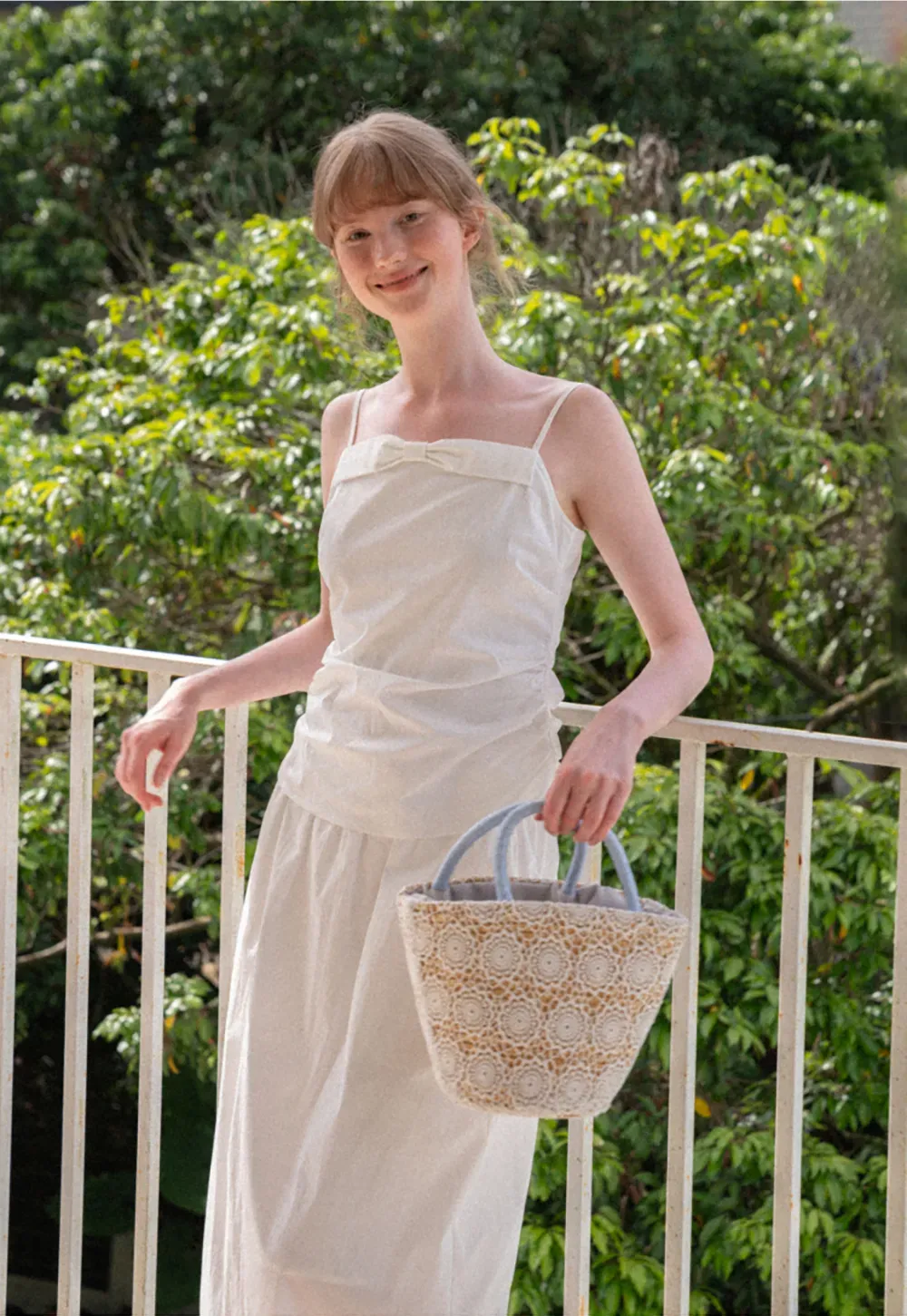 Gingham Check Ruched Bodice Tank Top and Pleated Skirt