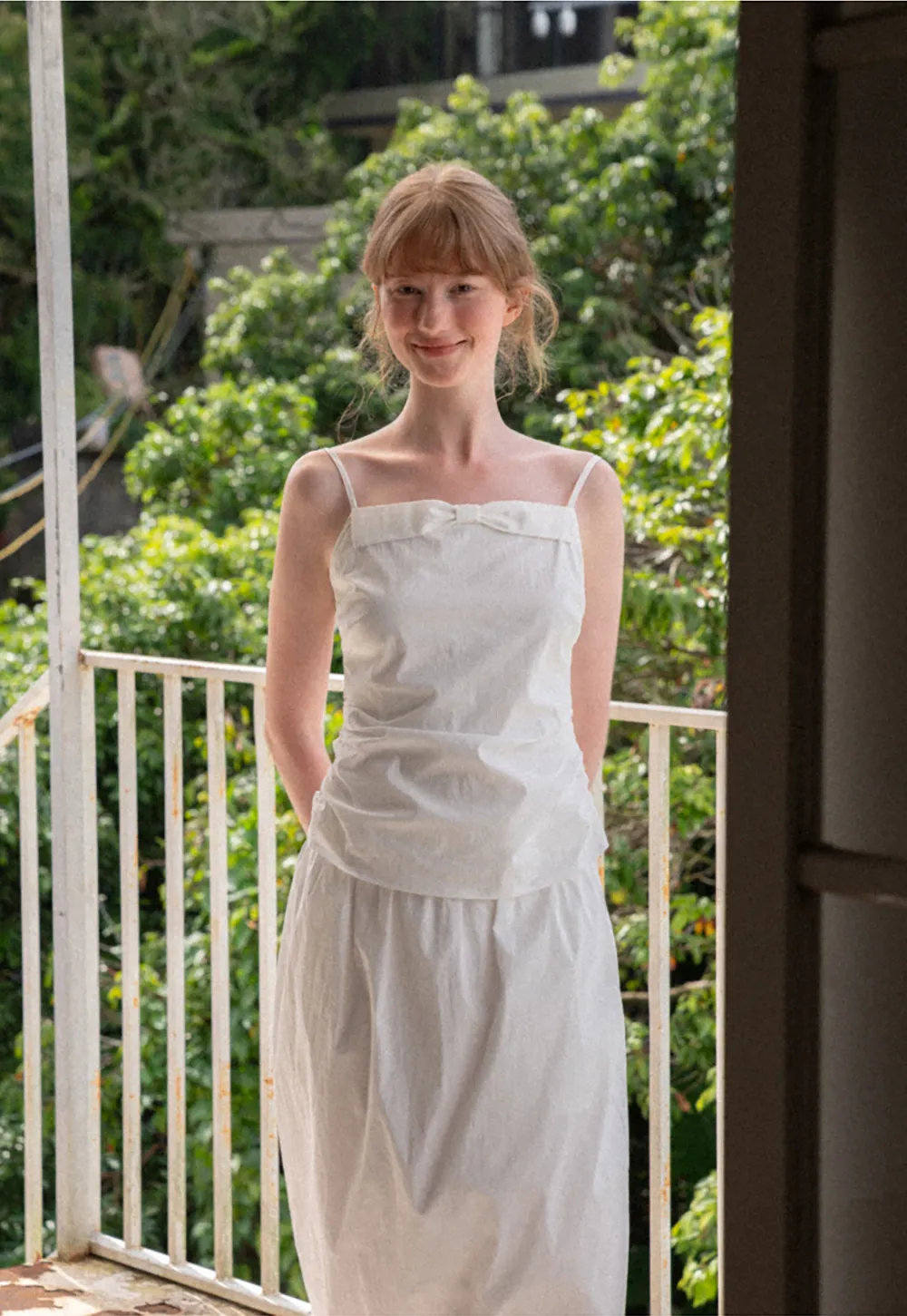 Gingham Check Ruched Bodice Tank Top and Pleated Skirt