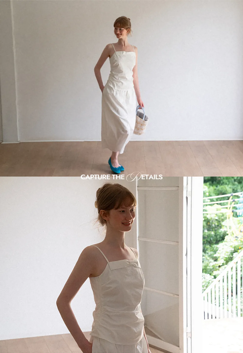 Gingham Check Ruched Bodice Tank Top and Pleated Skirt