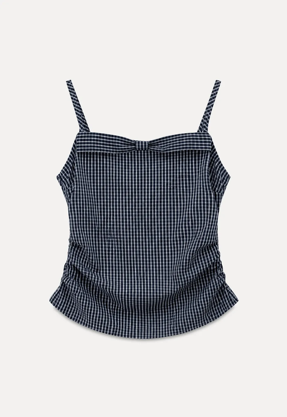 Gingham Check Ruched Bodice Tank Top and Pleated Skirt