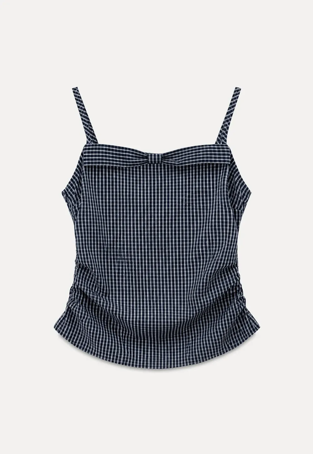Gingham Check Ruched Bodice Tank Top and Pleated Skirt
