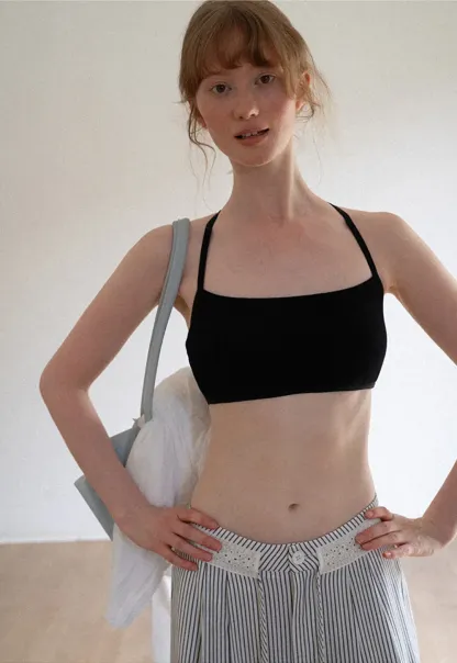 Cropped Square Neck Thin Strap Tank Top