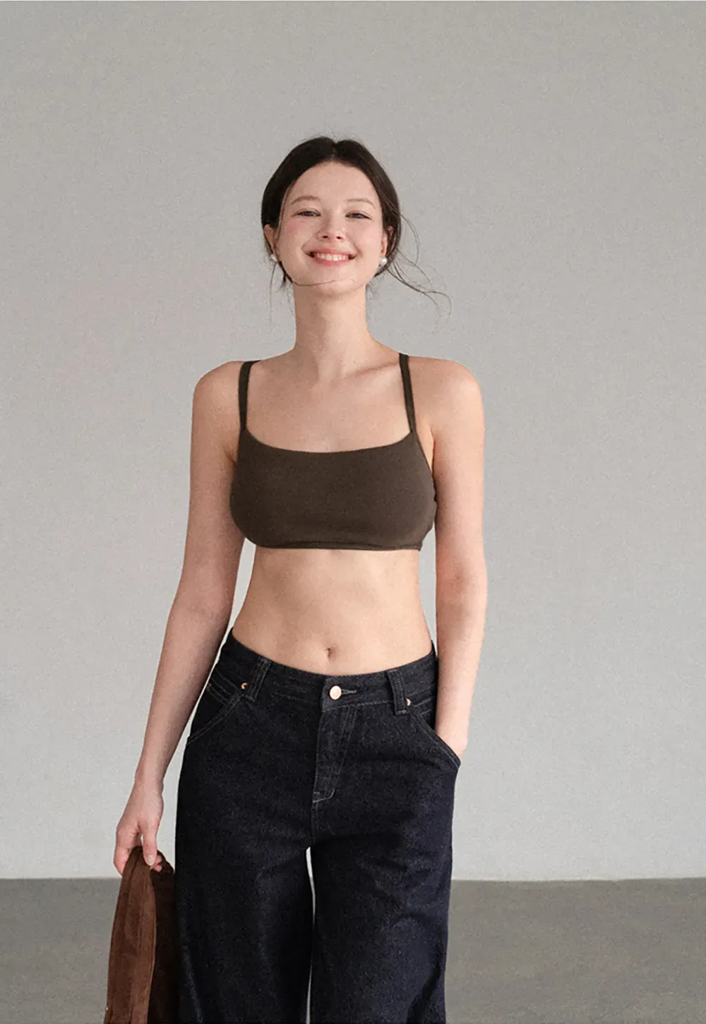 Cropped Square Neck Thin Strap Tank Top