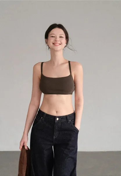 Cropped Square Neck Thin Strap Tank Top