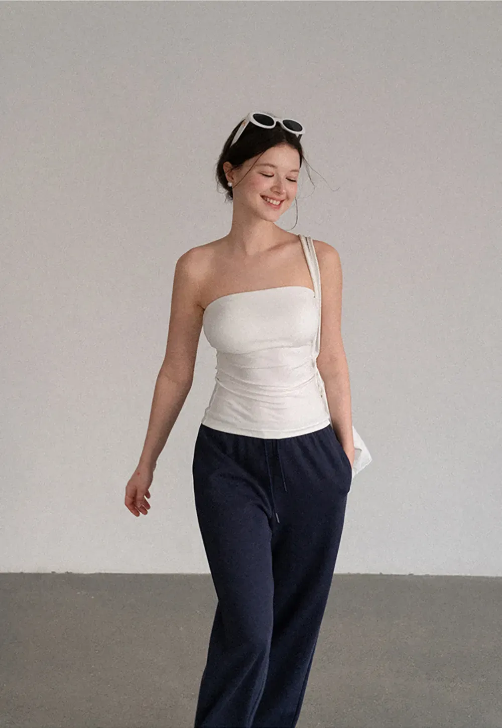 Ruched Front Strapless Tank Top