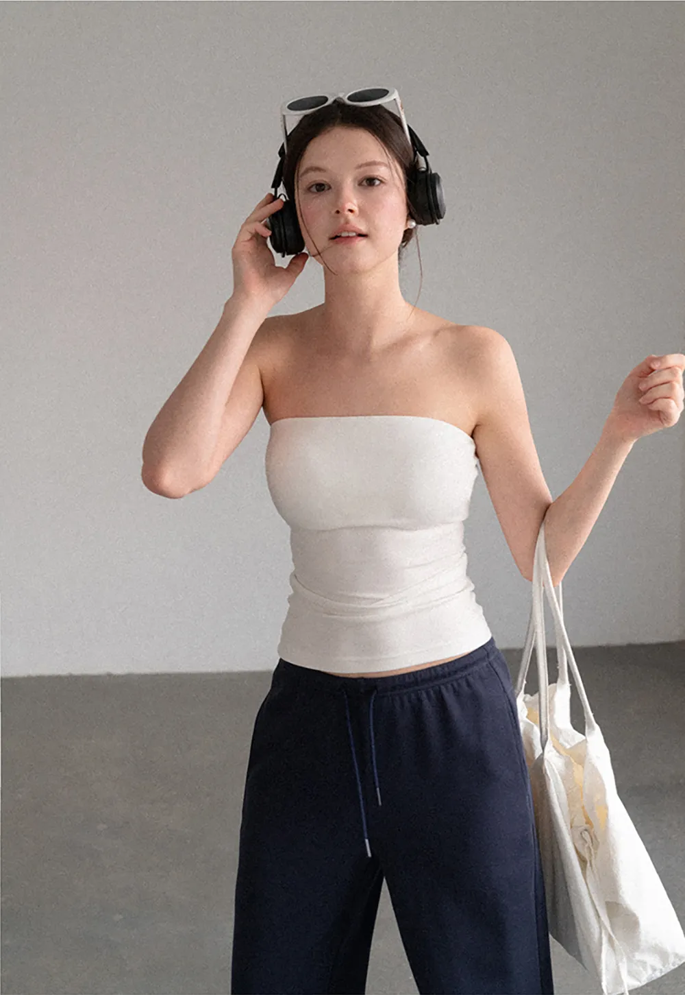 Ruched Front Strapless Tank Top