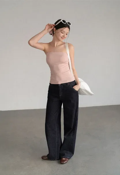 Ruched Front Strapless Tank Top