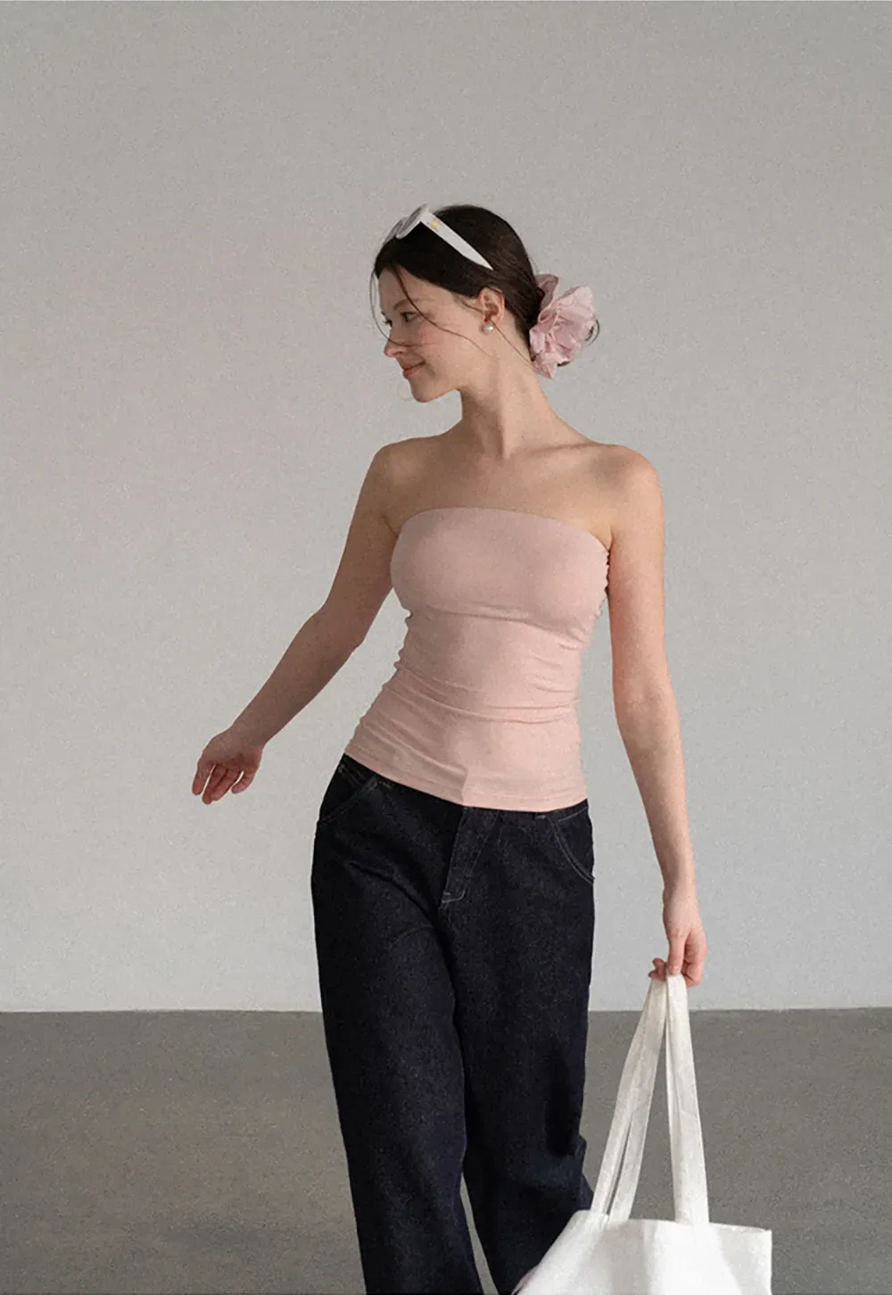 Ruched Front Strapless Tank Top
