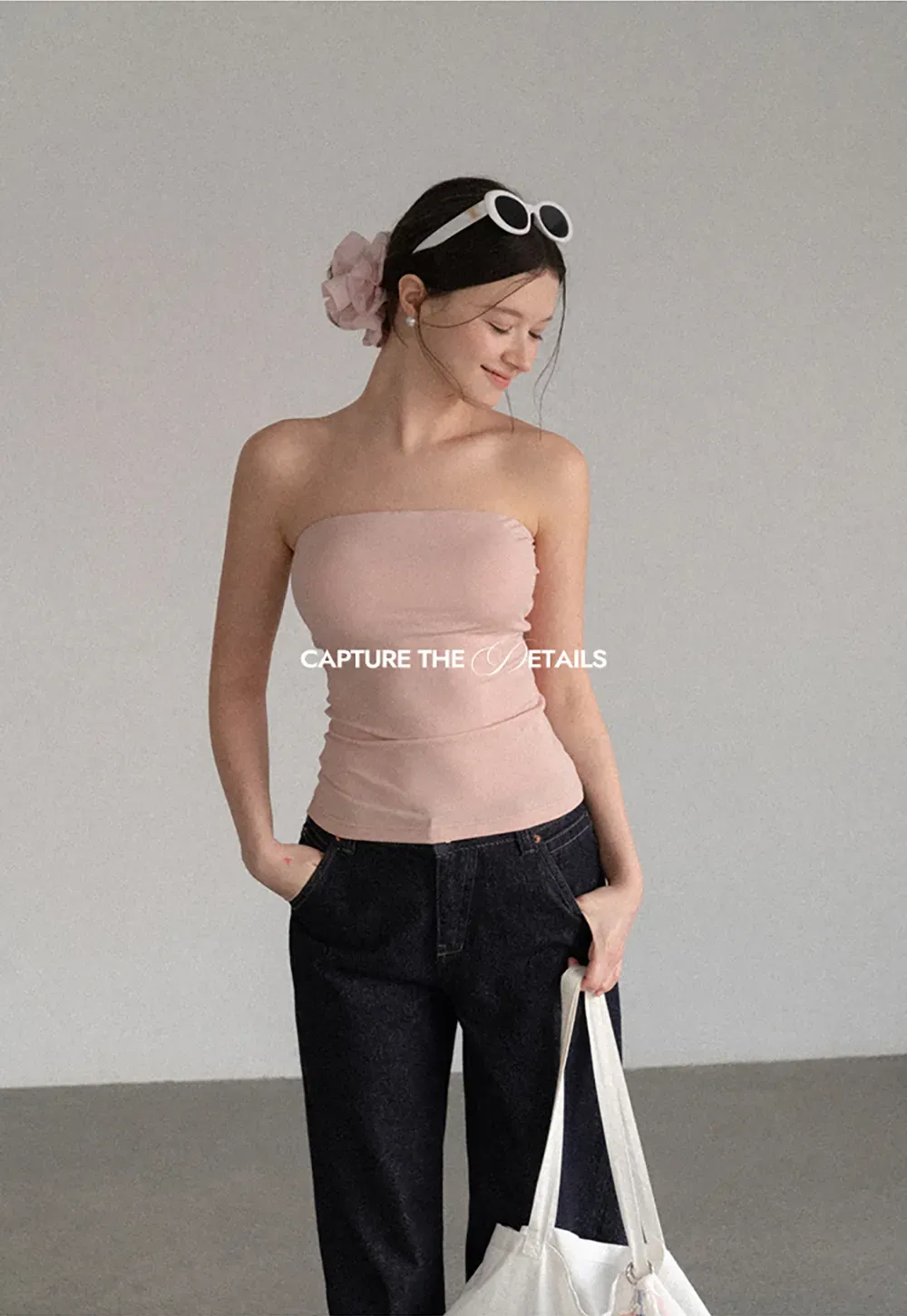 Ruched Front Strapless Tank Top