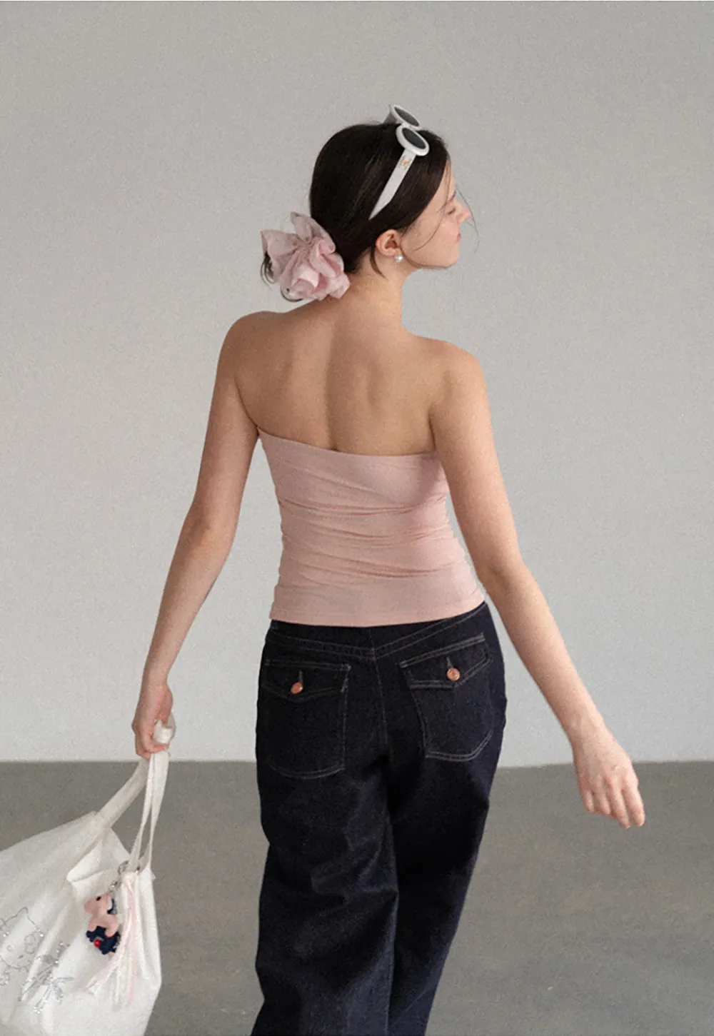 Ruched Front Strapless Tank Top