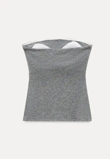 Ruched Front Strapless Tank Top