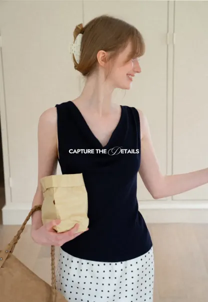 Cowl Neck Sleeveless Knit Tank Top