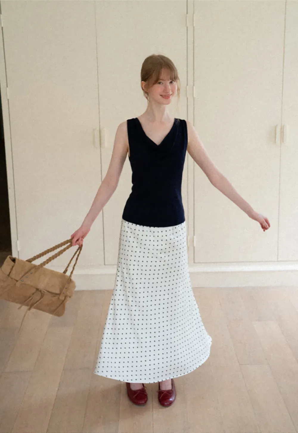 Cowl Neck Sleeveless Knit Tank Top