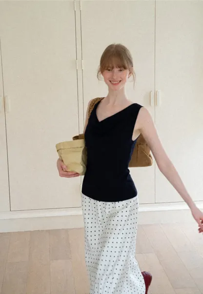 Cowl Neck Sleeveless Knit Tank Top