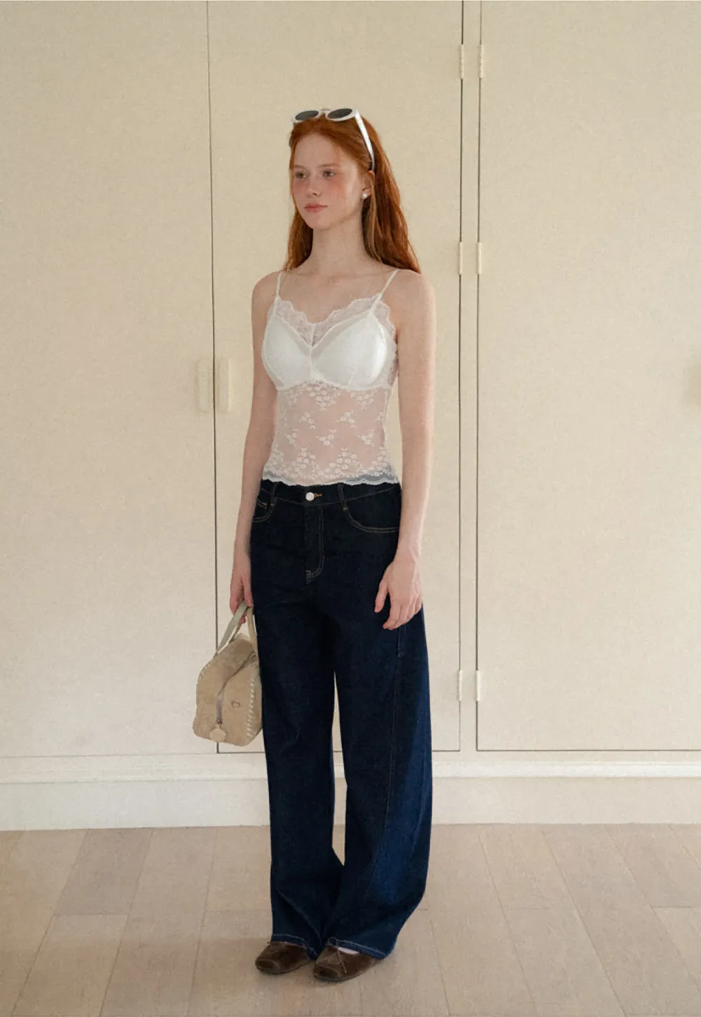 Lace Trim Floral Sheer Bodysuit Tank Top