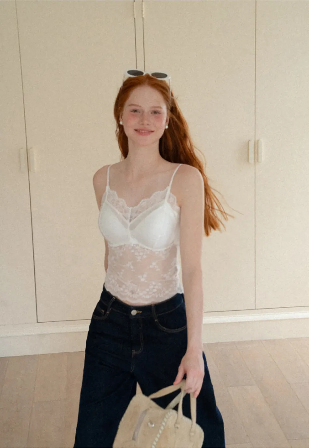 Lace Trim Floral Sheer Bodysuit Tank Top
