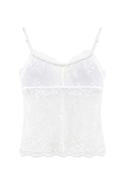 Lace Trim Floral Sheer Bodysuit Tank Top
