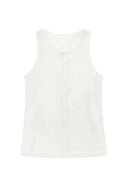Sheer Lace Halter Neck Button Front Tank Top