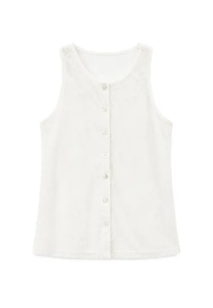 Sheer Lace Halter Neck Button Front Tank Top