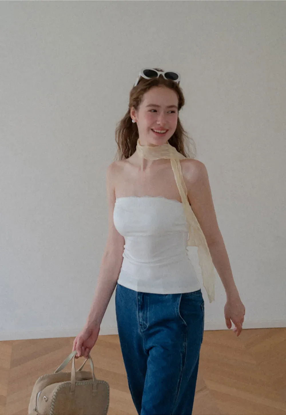 Sheer Scarf Tie Strap Tube Top