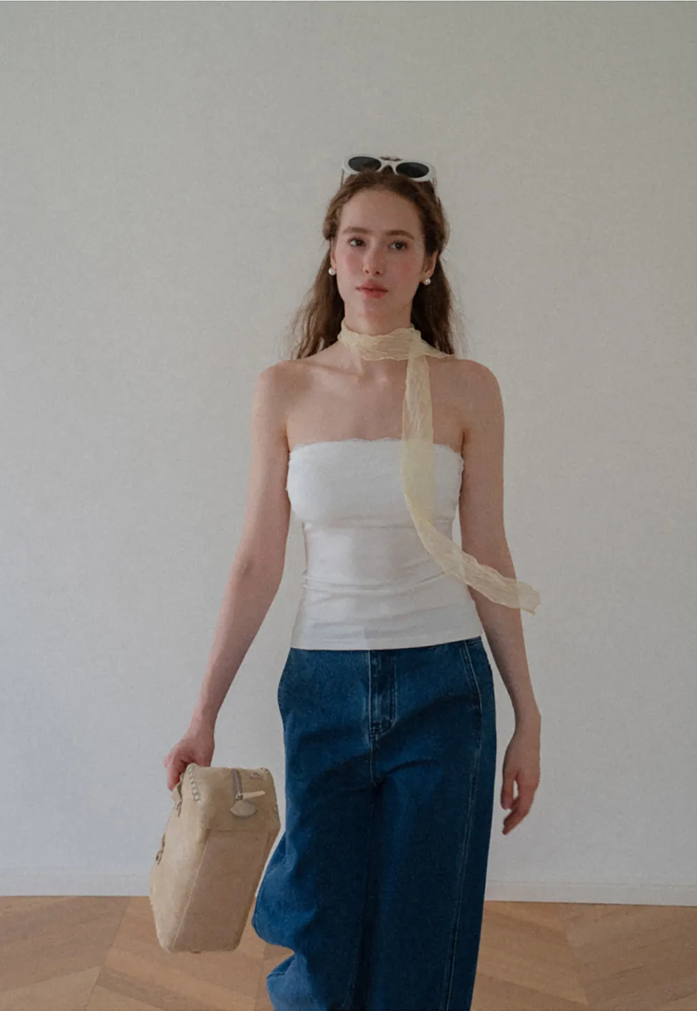 Sheer Scarf Tie Strap Tube Top