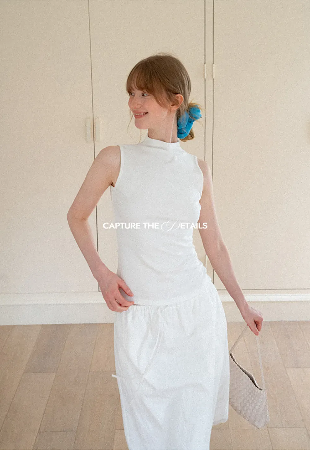 High Neck Sleeveless Ribbed Knit Tank Top