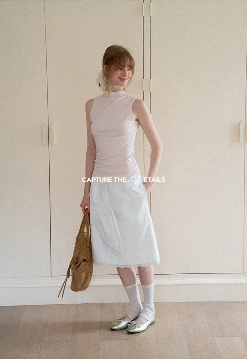 High Neck Sleeveless Ribbed Knit Tank Top