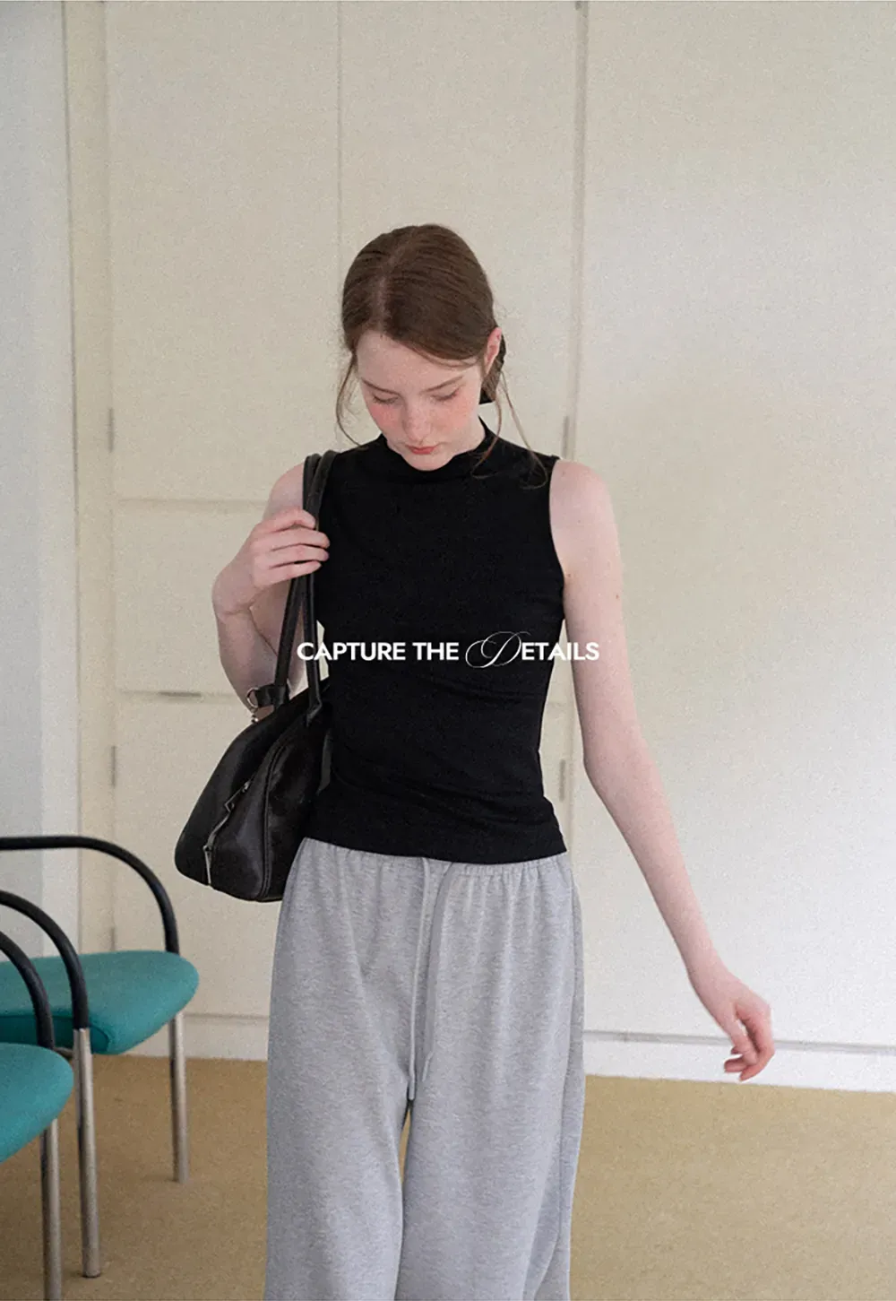 High Neck Sleeveless Ribbed Knit Tank Top