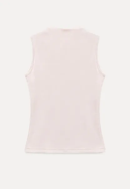 High Neck Sleeveless Ribbed Knit Tank Top