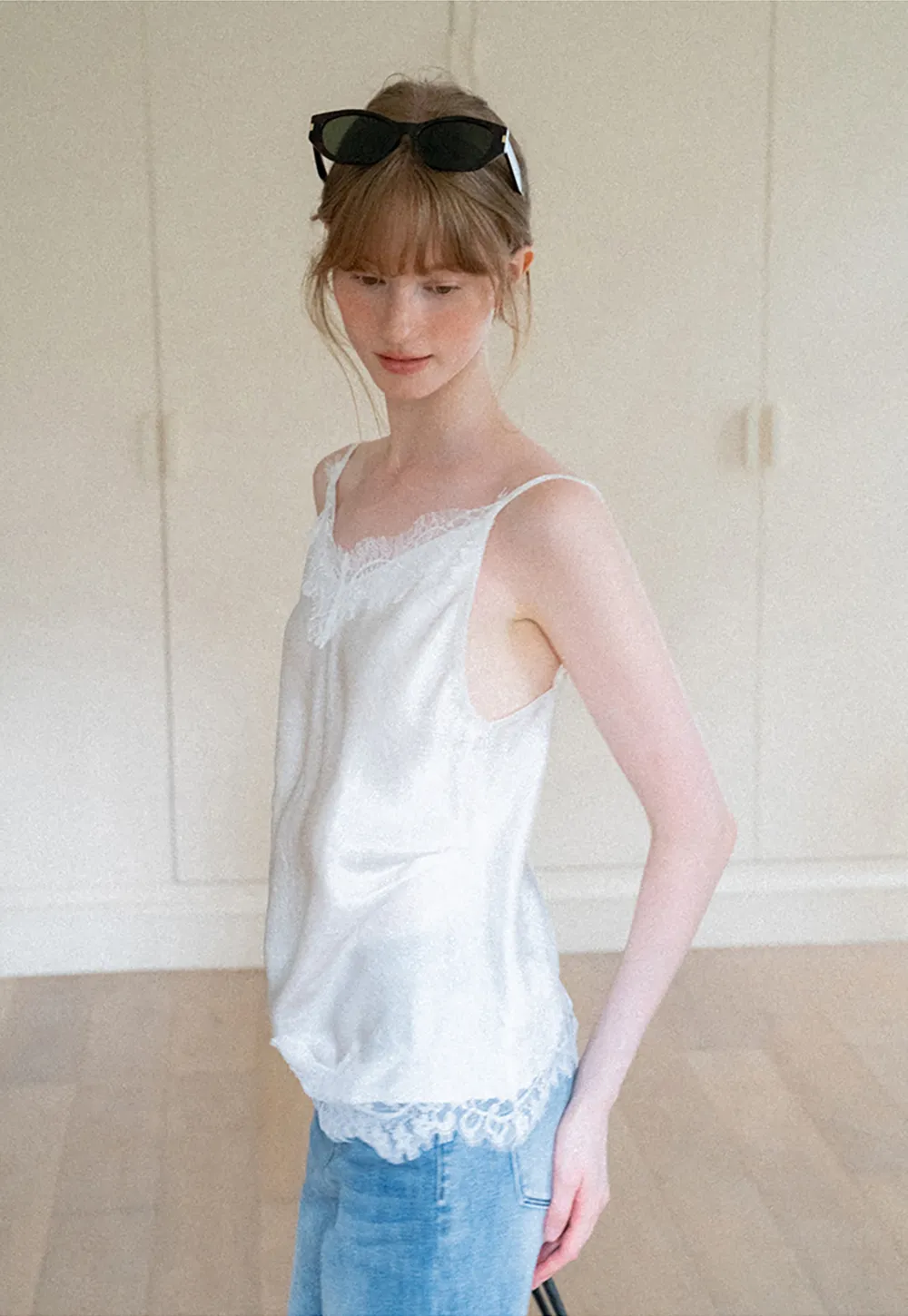 Lace Trim V Neck Camisole Tank Top