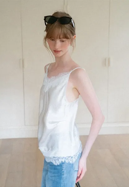 Lace Trim V Neck Camisole Tank Top