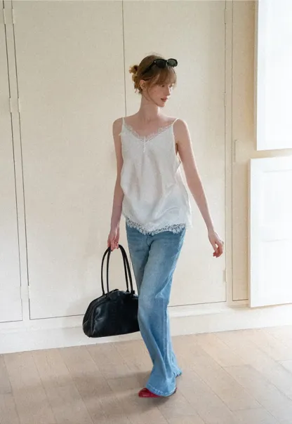 Lace Trim V Neck Camisole Tank Top