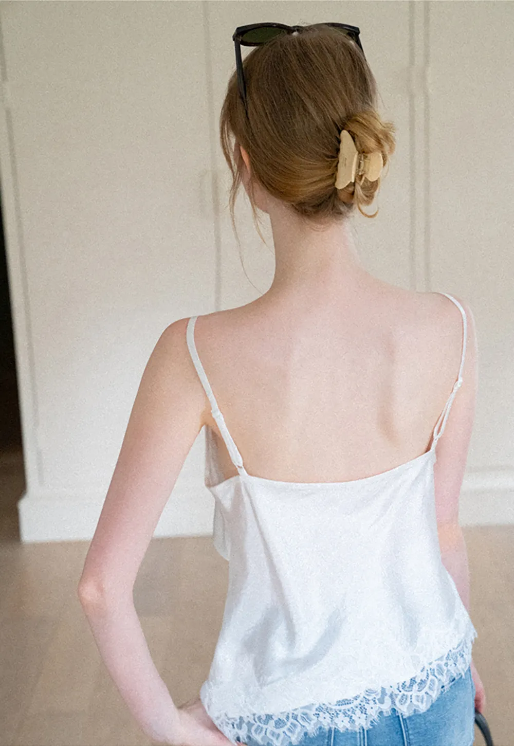 Lace Trim V Neck Camisole Tank Top