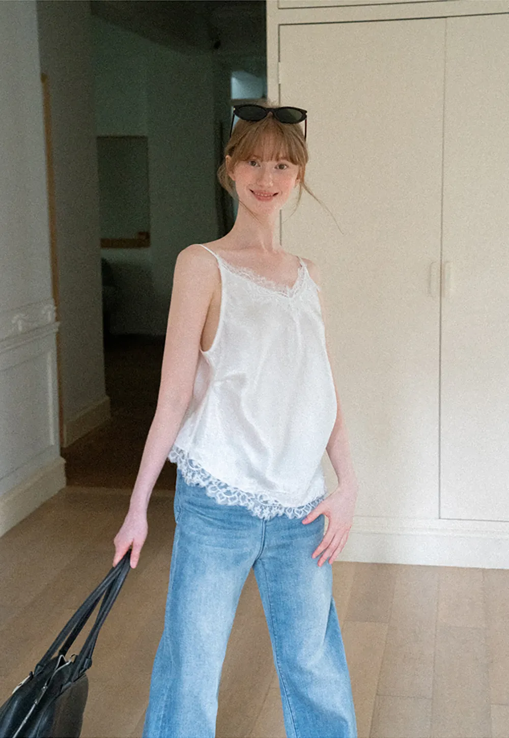 Lace Trim V Neck Camisole Tank Top