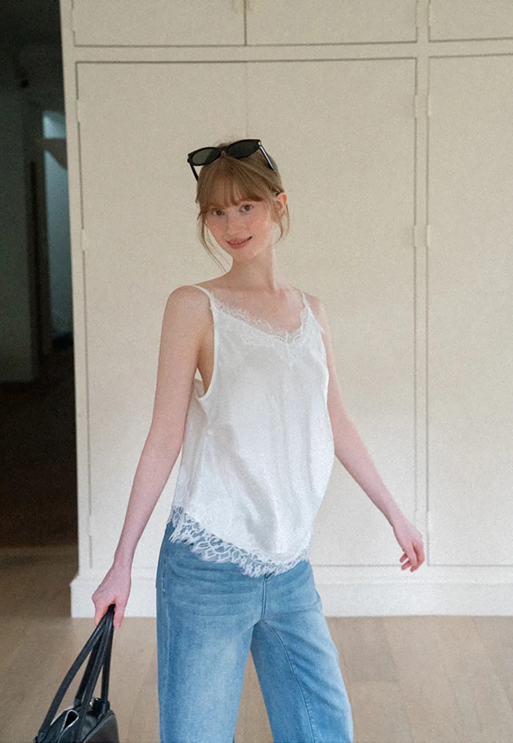 Lace Trim V Neck Camisole Tank Top