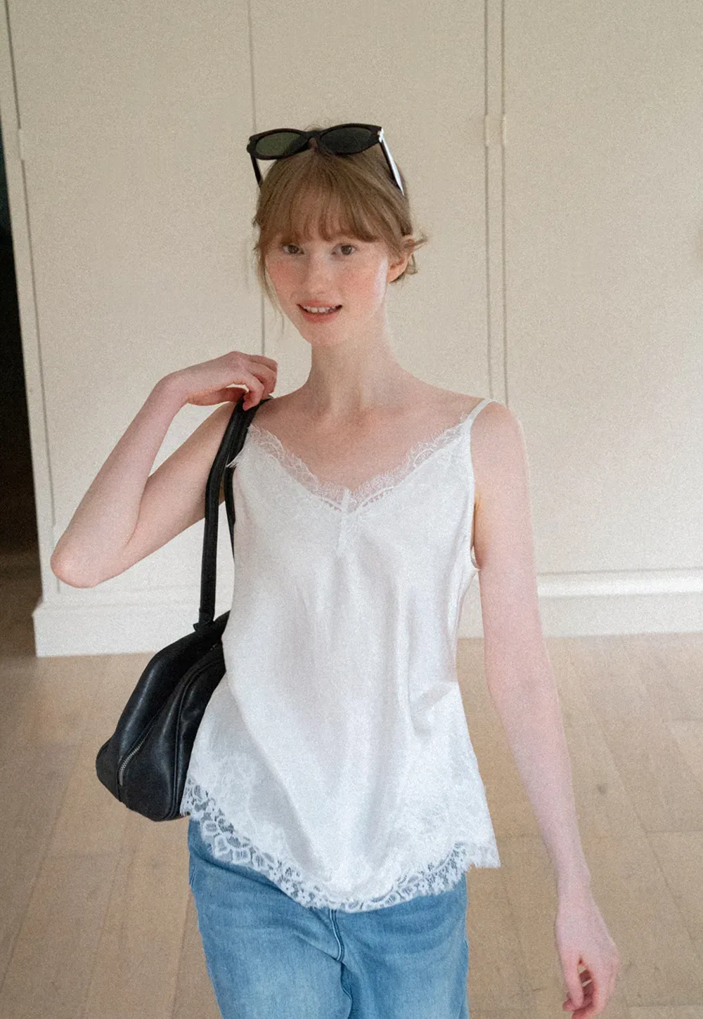 Lace Trim V Neck Camisole Tank Top