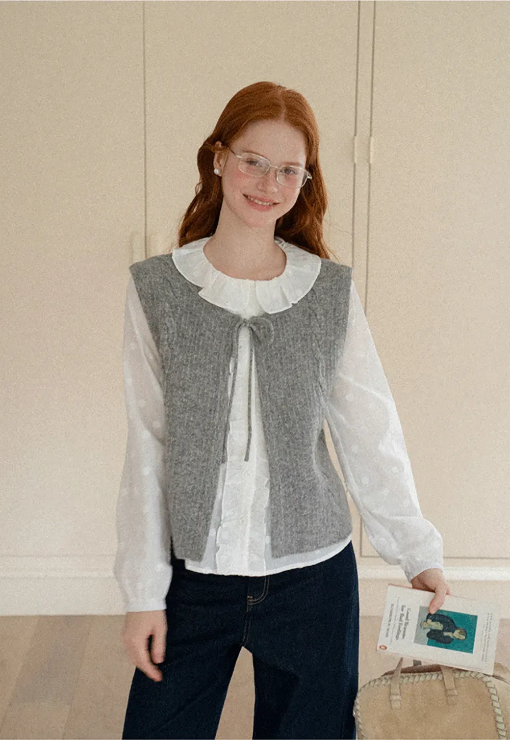 Ruffled Collar Knit Vest