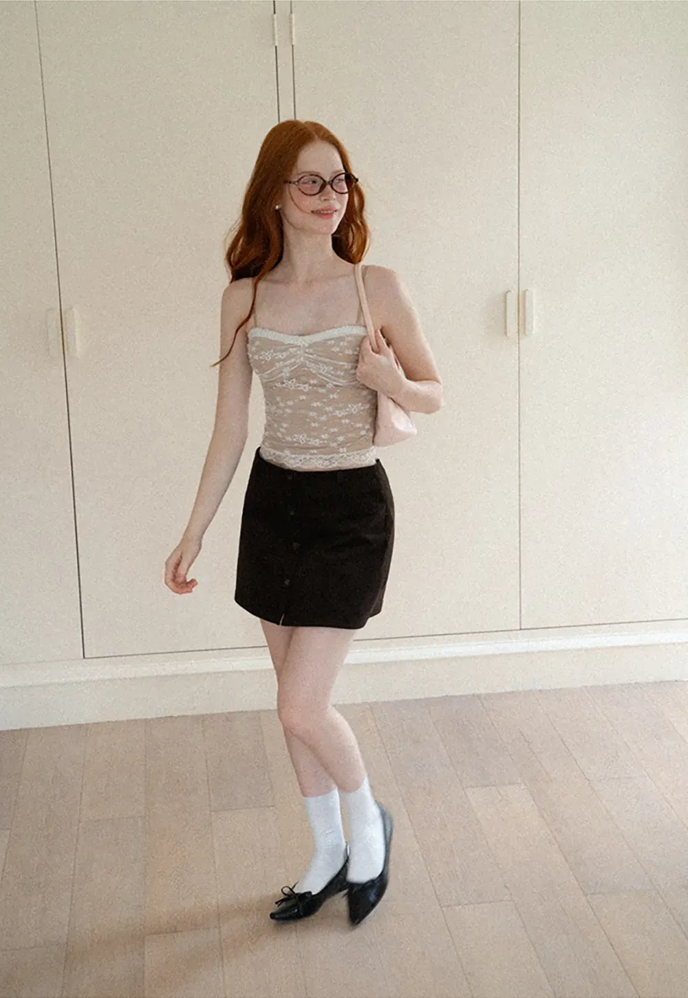 Floral Lace Trim Sheer Camisole Tank Top