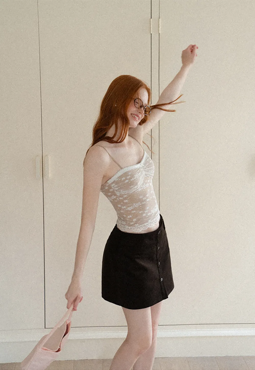 Floral Lace Trim Sheer Camisole Tank Top