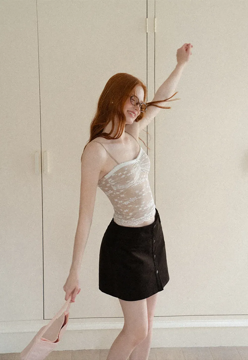 Floral Lace Trim Sheer Camisole Tank Top